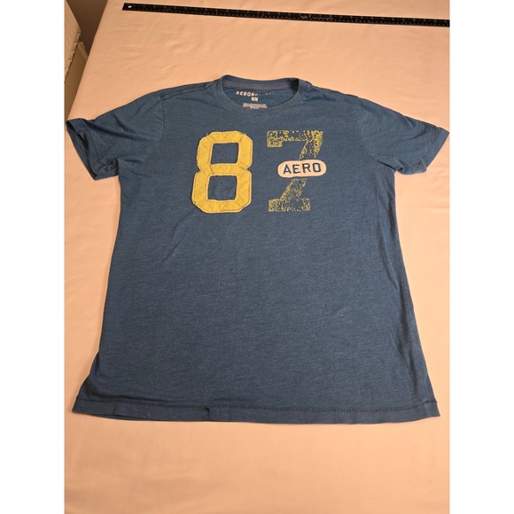Aeropostale Other - Aeropostale Graphic Tee Mens Medium Blue Fair Distressed 87 Logo T-Shirt